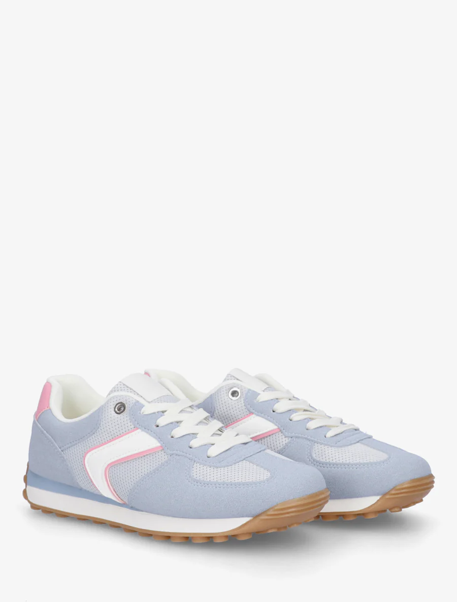 Klassieke sneakers van suède en stof - Lichtblauw - Image 4