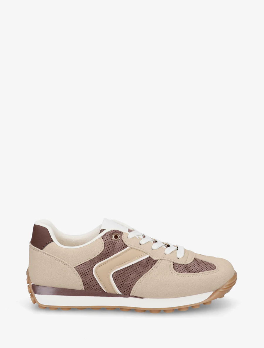 Klassieke sneakers van suède en stof - Bruin