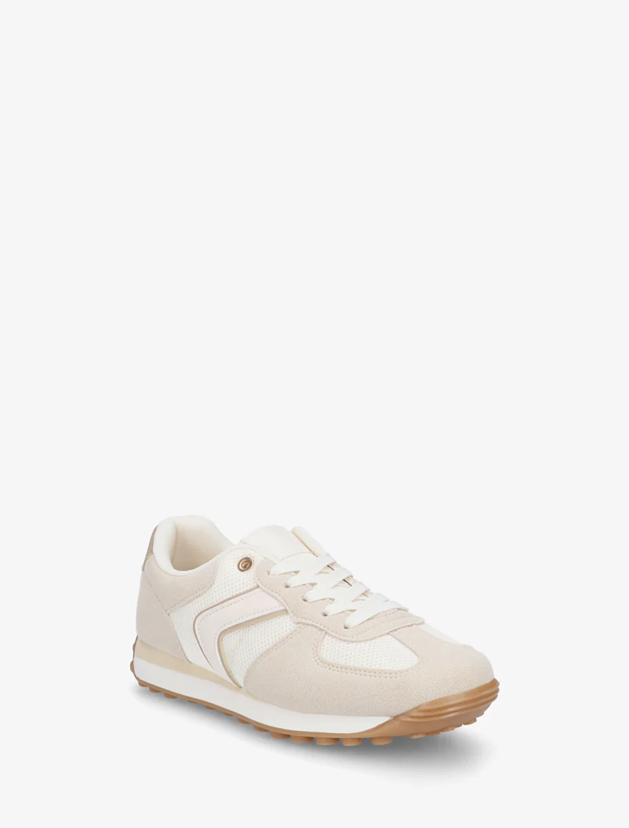 Klassieke sneakers van suède en stof - Beige - Image 2