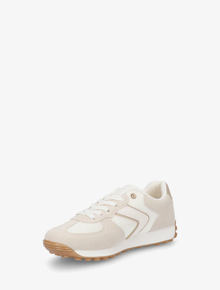 Klassieke sneakers van suède en stof - Beige - Image 3