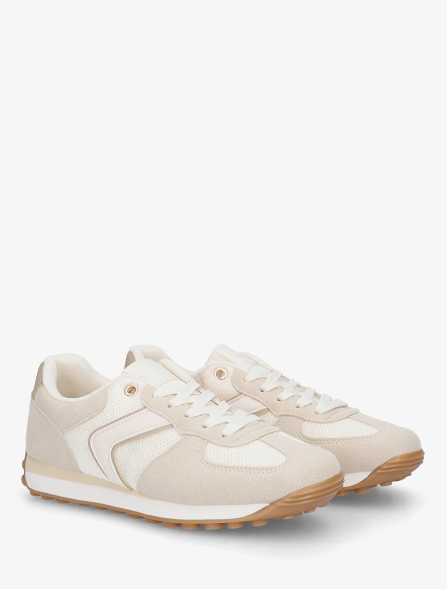 Klassieke sneakers van suède en stof - Beige - Image 4
