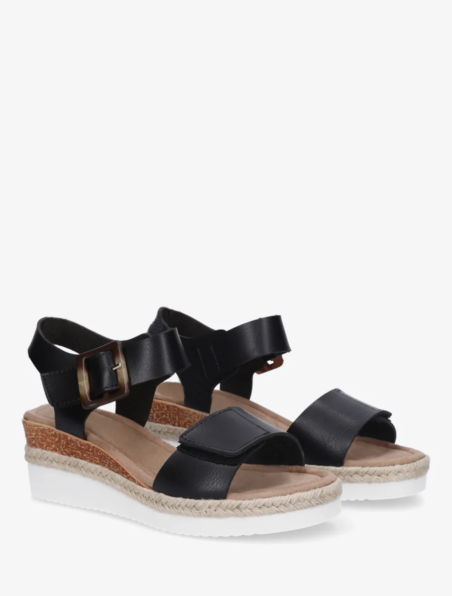 Klittenbandsandalen in imitatieleer - Zwart - Image 4