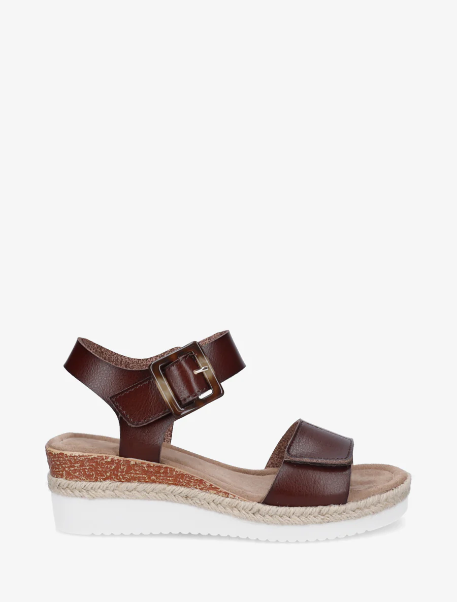 Klittenbandsandalen in imitatieleer - Bruin