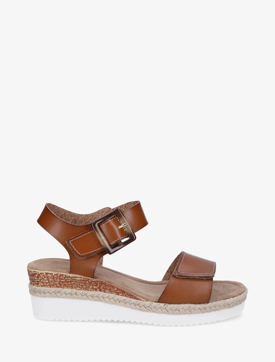 Klittenbandsandalen in imitatieleer - Kameel