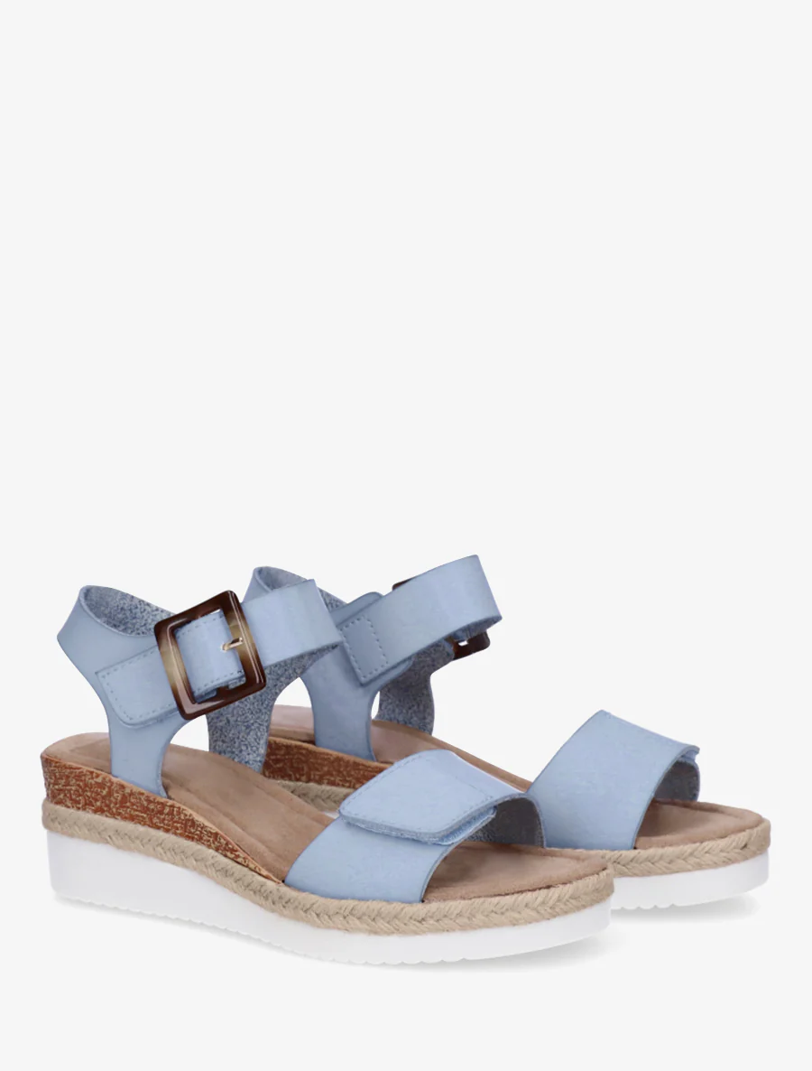 Klittenbandsandalen in imitatieleer - Lichtblauw - Image 4