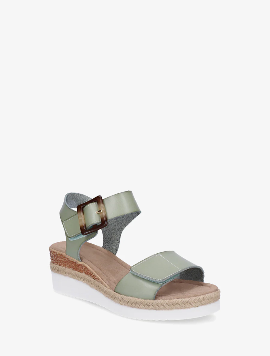 Klittenbandsandalen in imitatieleer - Watergroen - Image 2