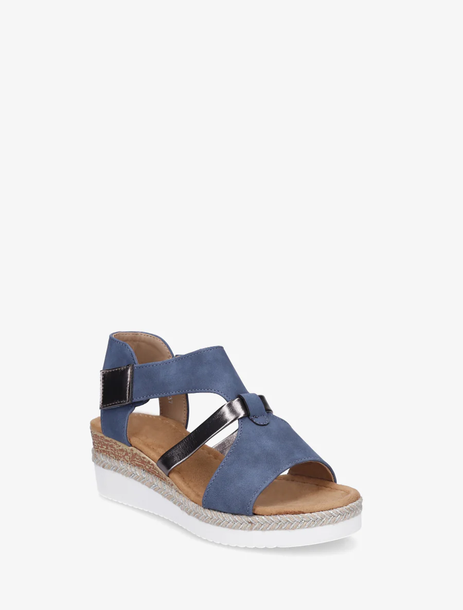 Klittenbandsandalen met sleehak - Donkerblauw - Image 2