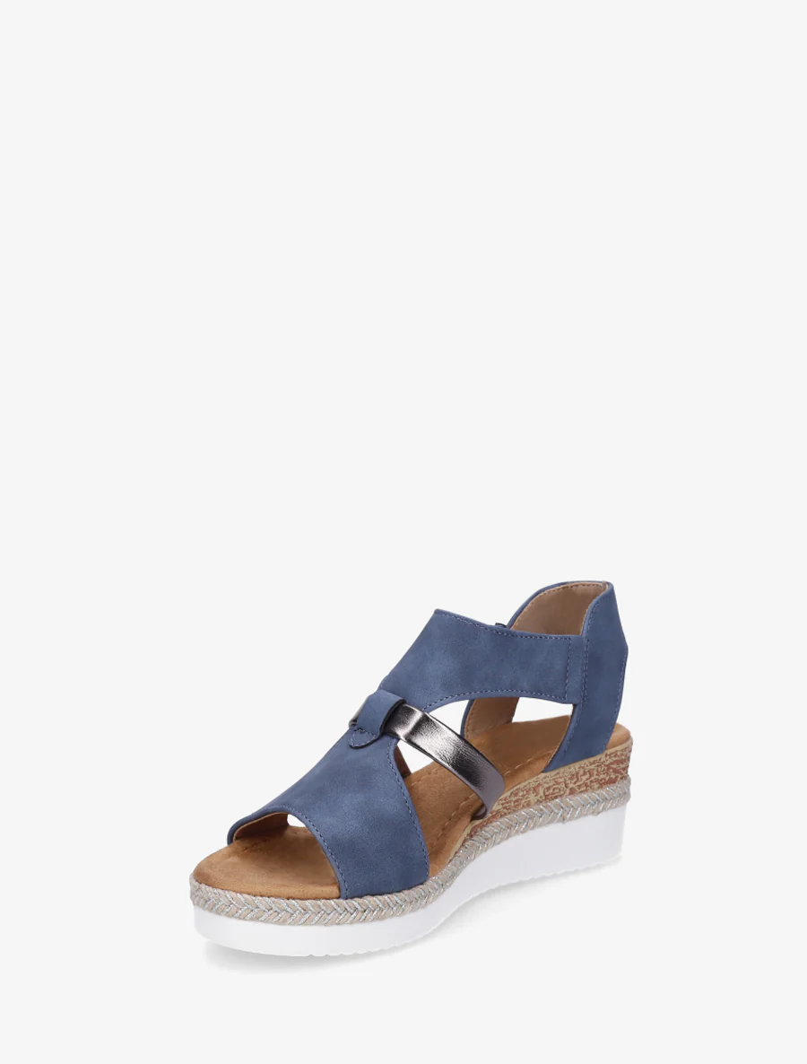 Klittenbandsandalen met sleehak - Donkerblauw - Image 3