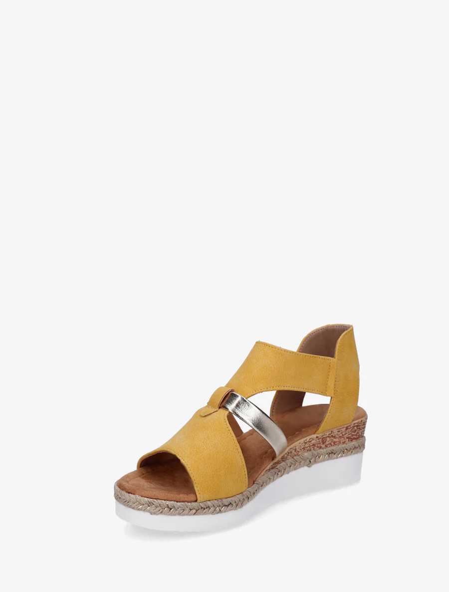 Klittenbandsandalen met sleehak - Geel - Image 3
