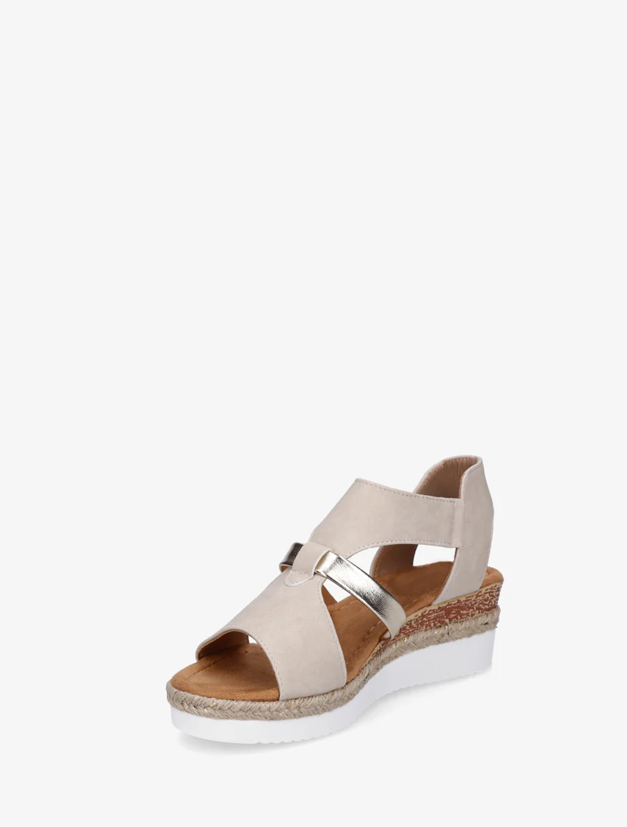 Klittenbandsandalen met sleehak - Beige - Image 3
