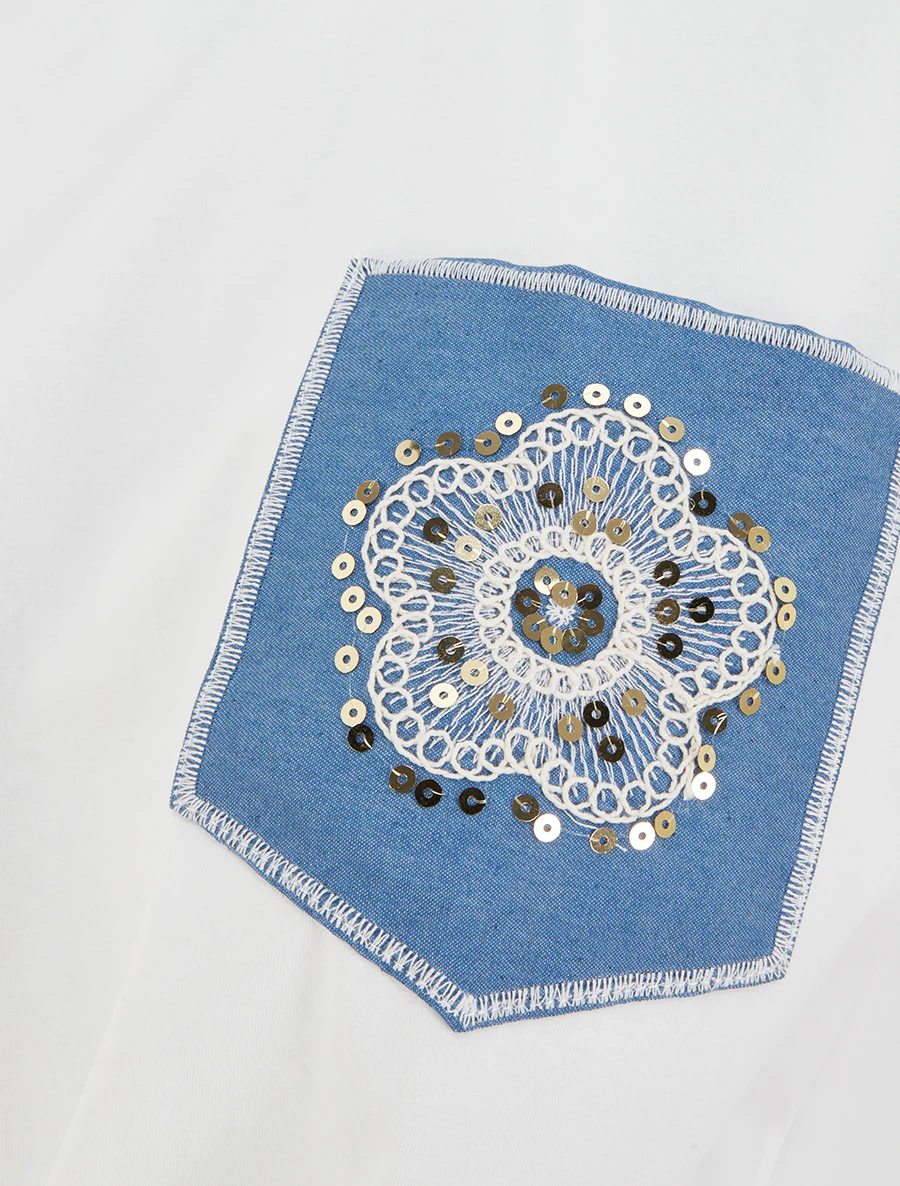 Knoop T-shirt met fantasiezak - Wit - Image 3