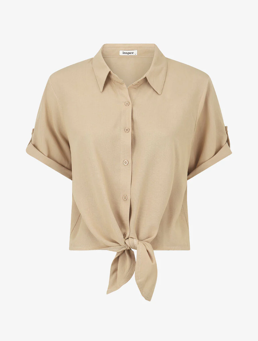 Knoop-top en broek - Beige - Image 2