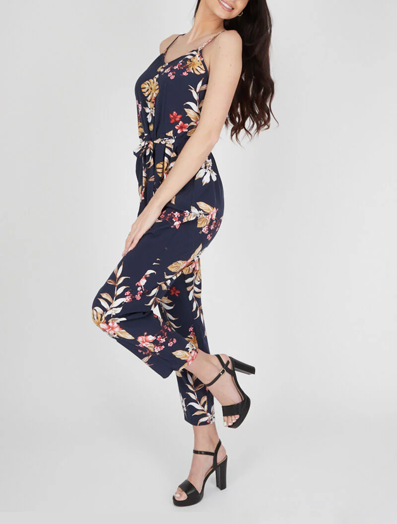 Prints combinatie met knopen - marineblauw