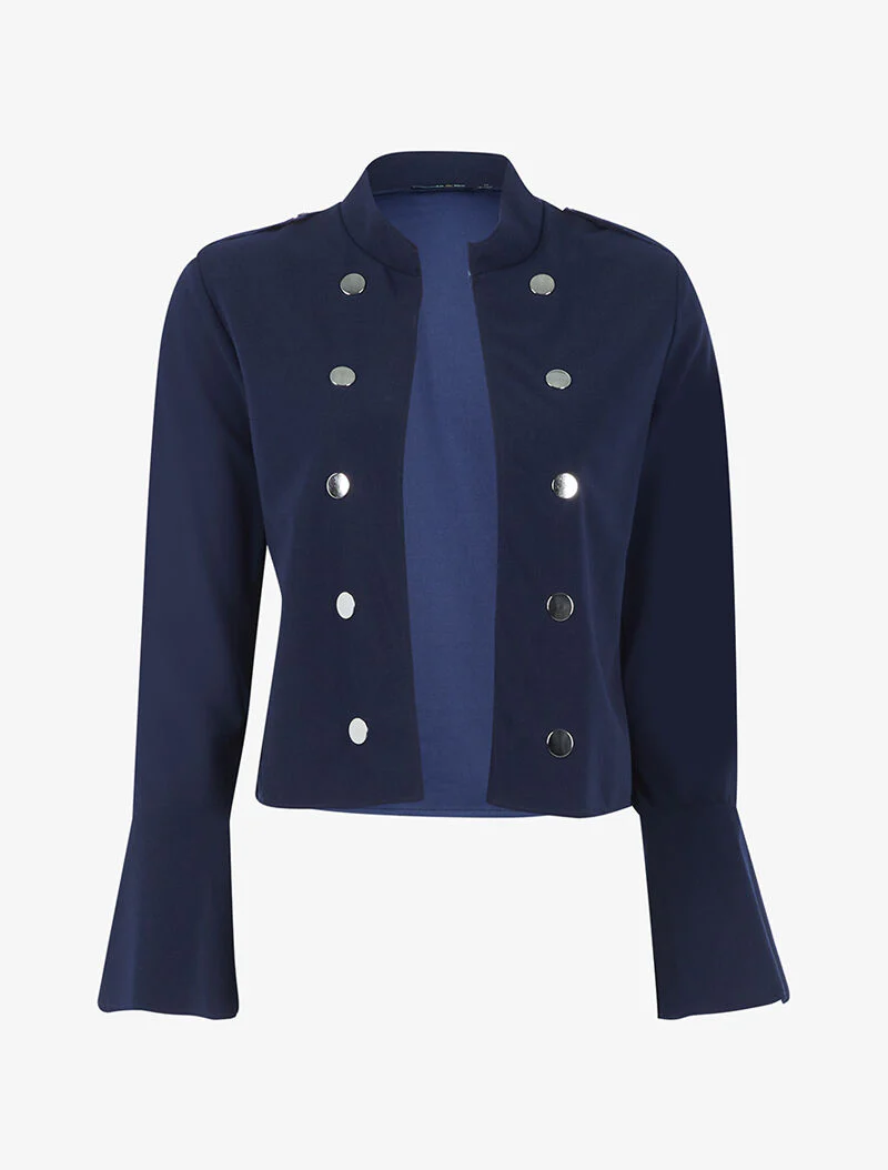 Jas met knopen en onafgewerkte randen - marineblauw