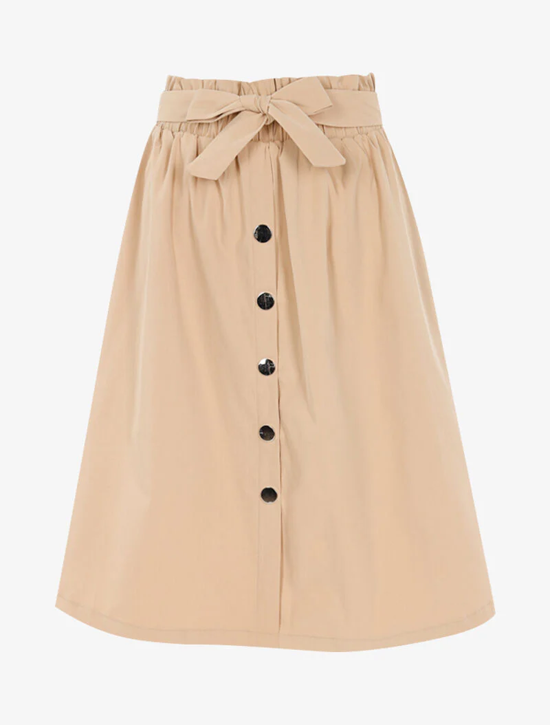 A-lijn rok met knopen - beige