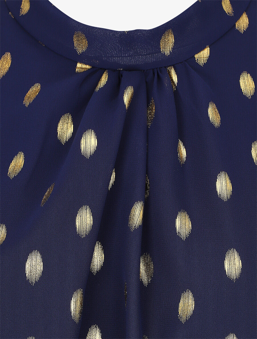 Kokerjurk met iriserende stippen - Marineblauw - Image 3