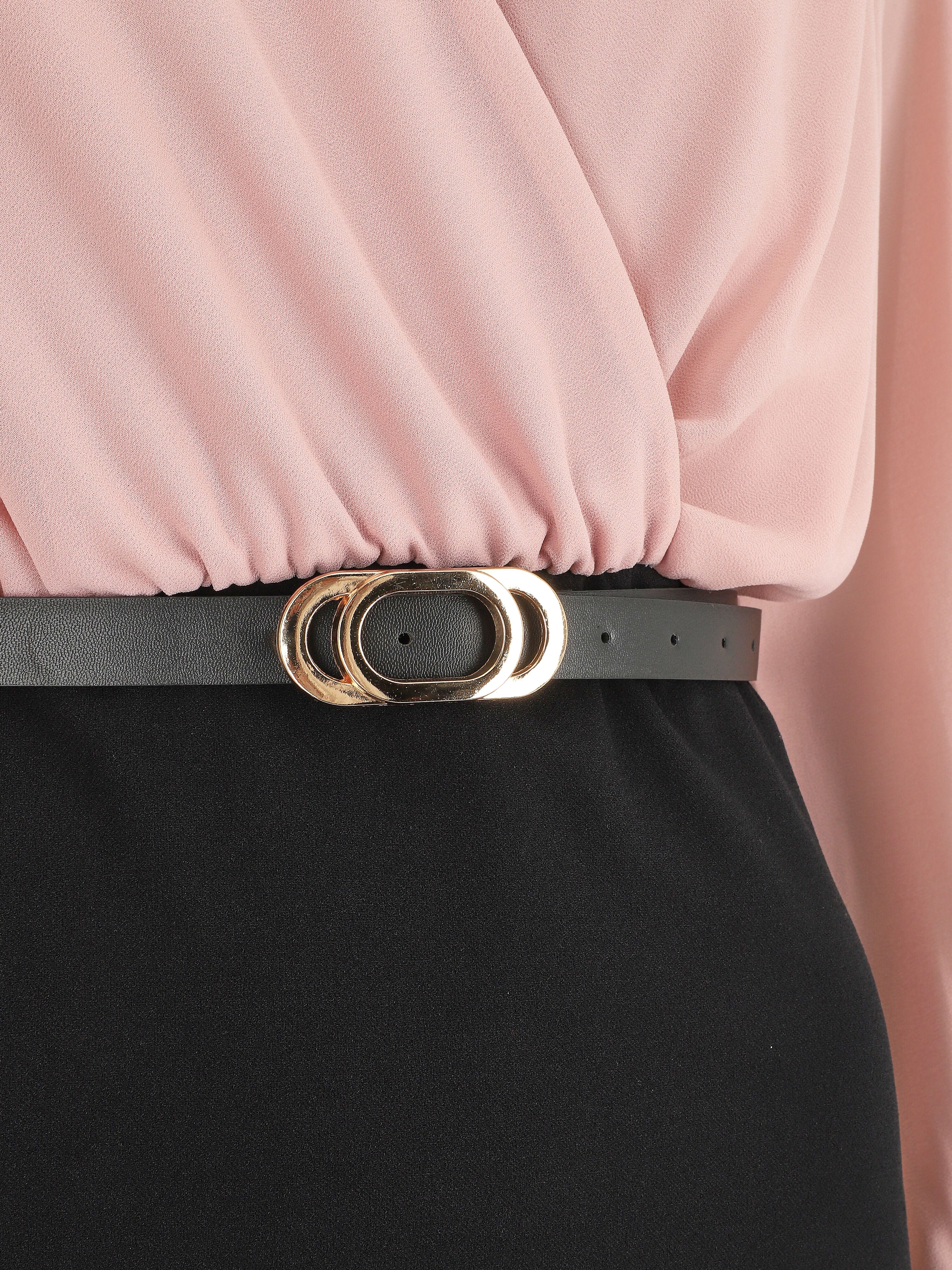Kokerjurk met overslagkraag - Zwart/roze - Image 3