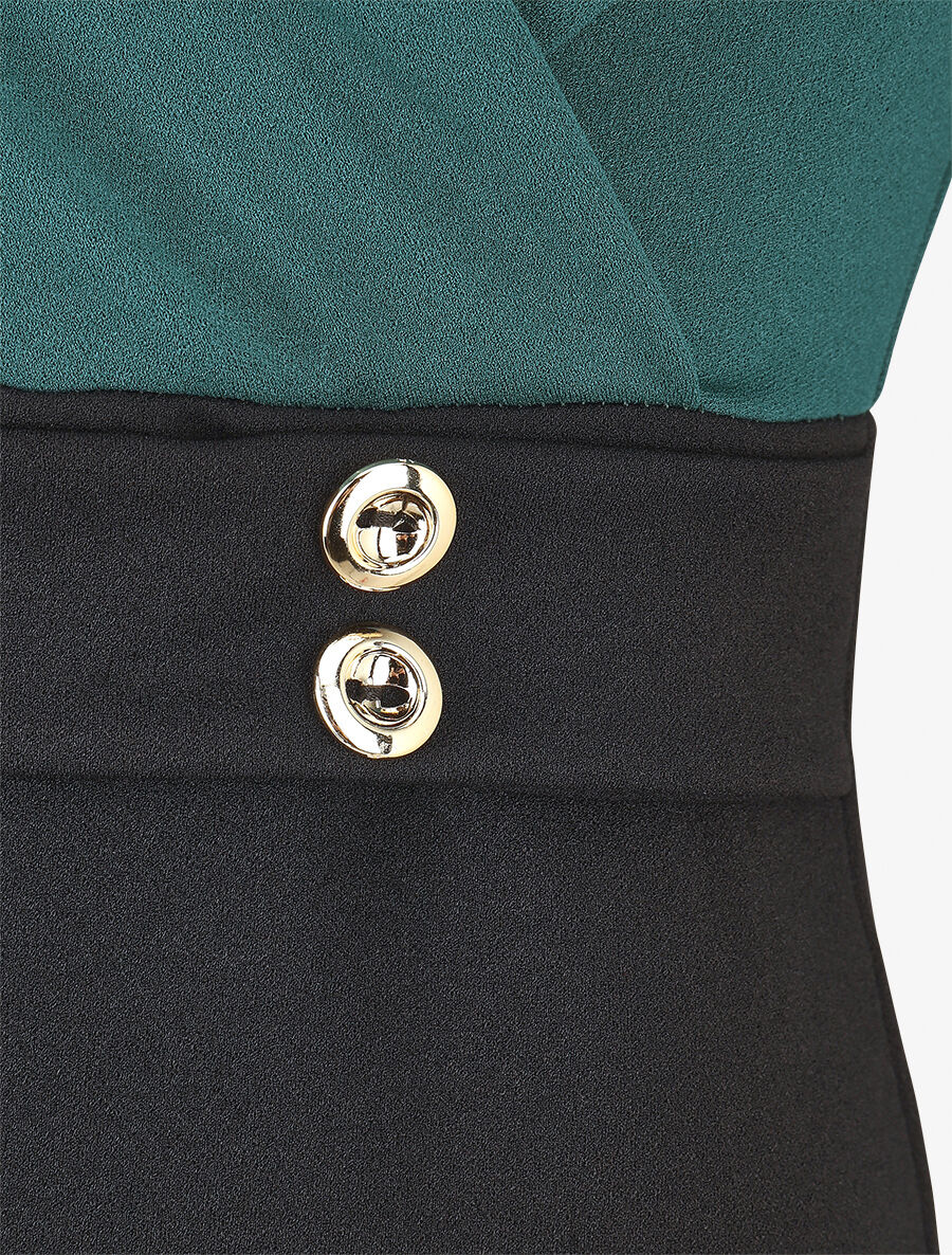 Kokerjurk met slanke taille - groen - Image 3