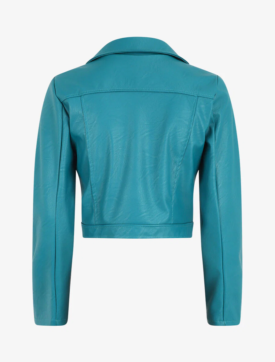 Kort bikerjack van kunstleer - Blauwgroen - Image 2