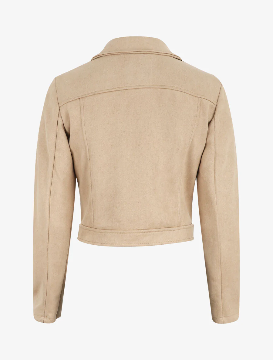 Kort bikerjack van kunstsuède - Beige - Image 2