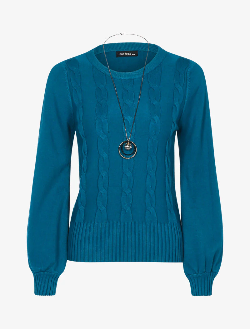 Kort trui met gedraaide details - turquoise
