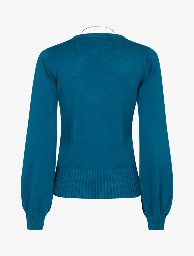 Kort trui met gedraaide details - turquoise - Image 2
