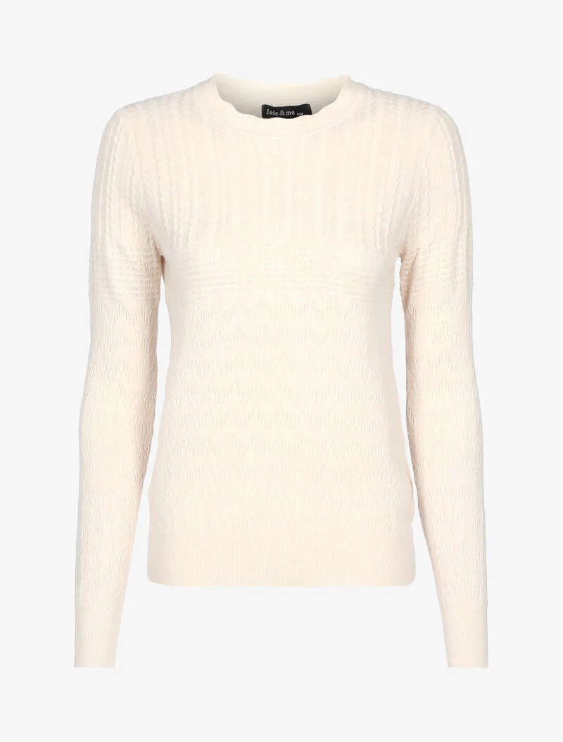 Korte trui met gestructureerde geometrische details - beige
