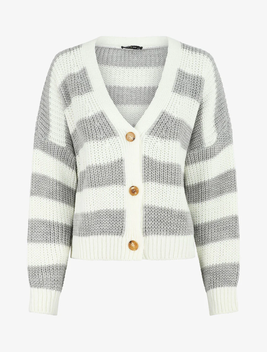 Kort gestreept vest - Grijs