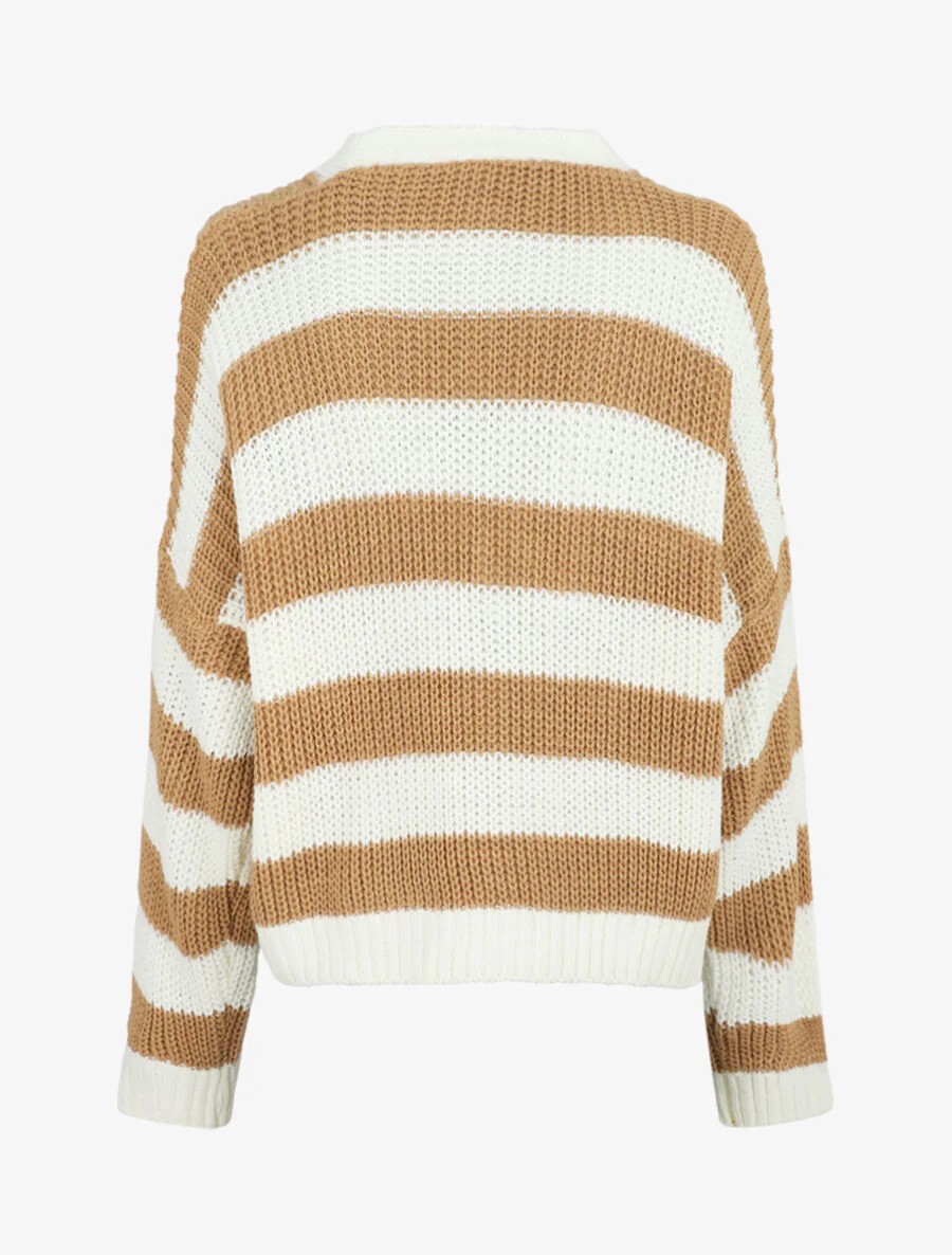 Kort gestreept vest - Kameel - Image 2