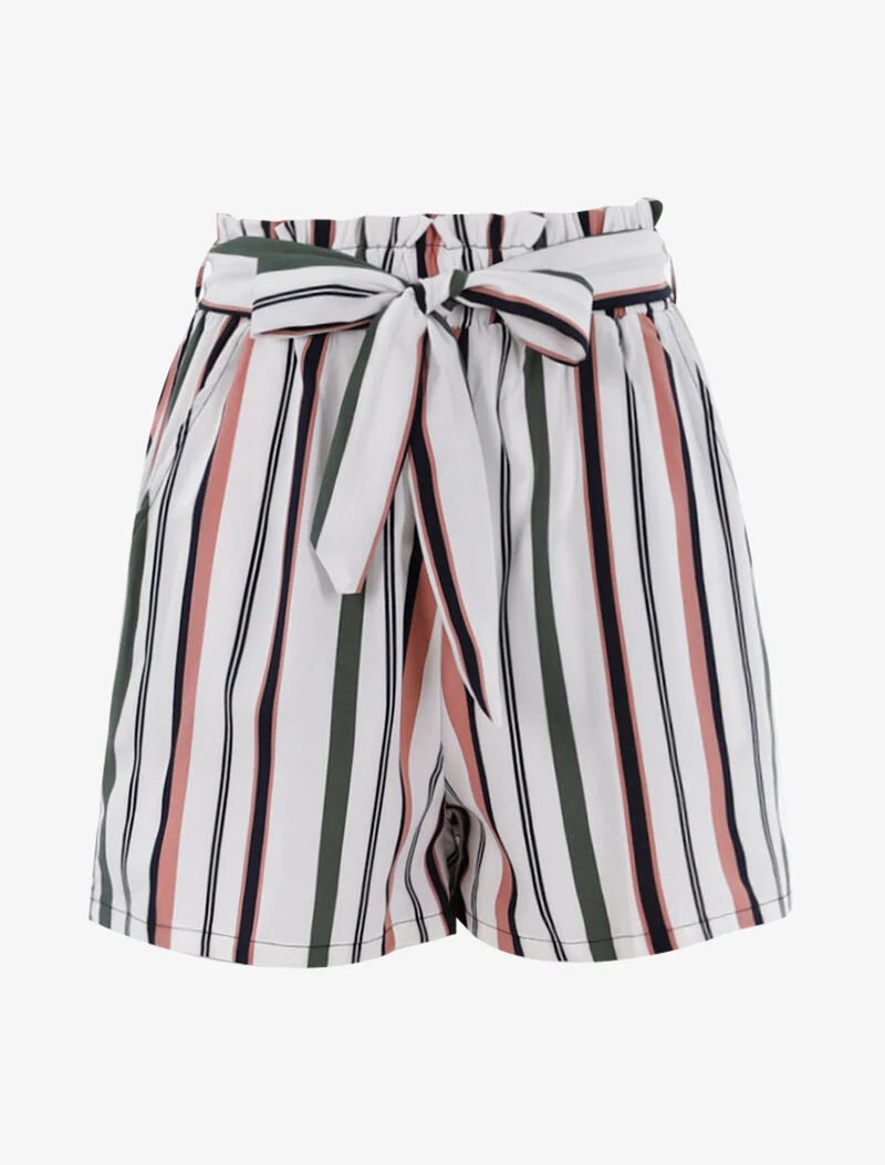 Korte gestreepte broek - wit