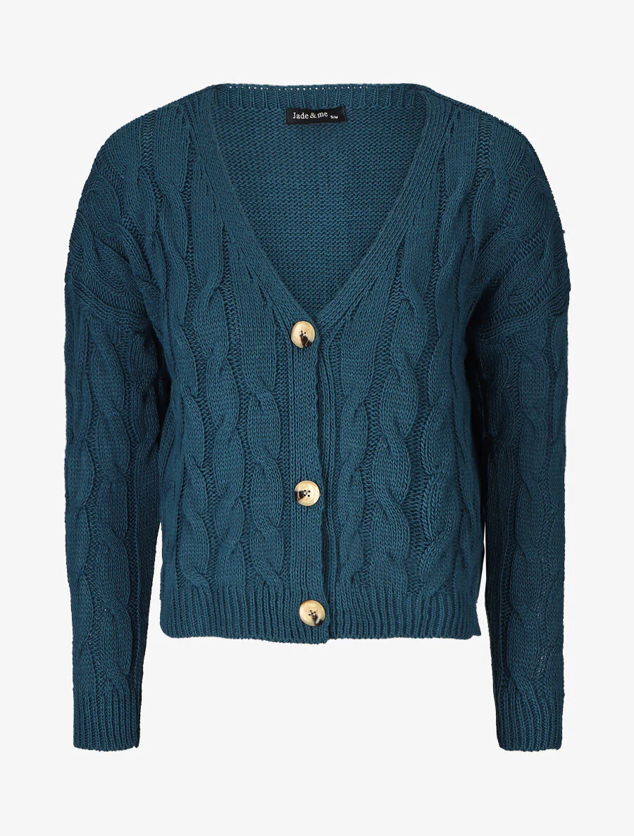 Kort vest met lange mouwen - Blauwgroen