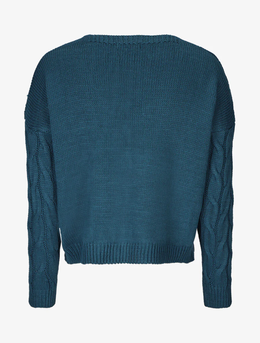 Kort vest met lange mouwen - Blauwgroen - Image 2