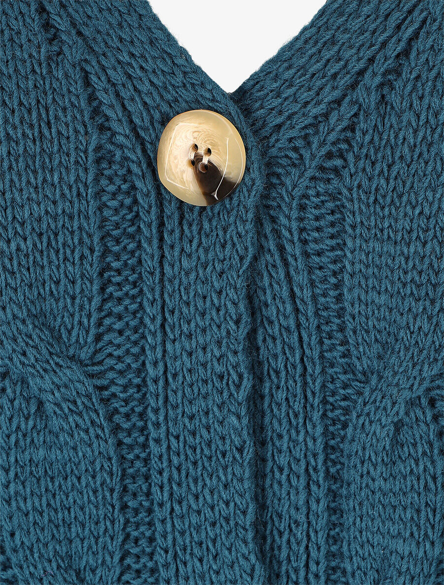 Kort vest met lange mouwen - Blauwgroen - Image 3