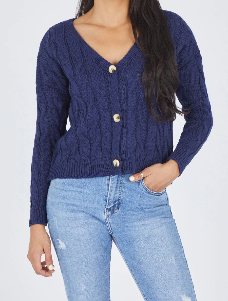 Kort vest met lange mouwen - Marineblauw - Image 4
