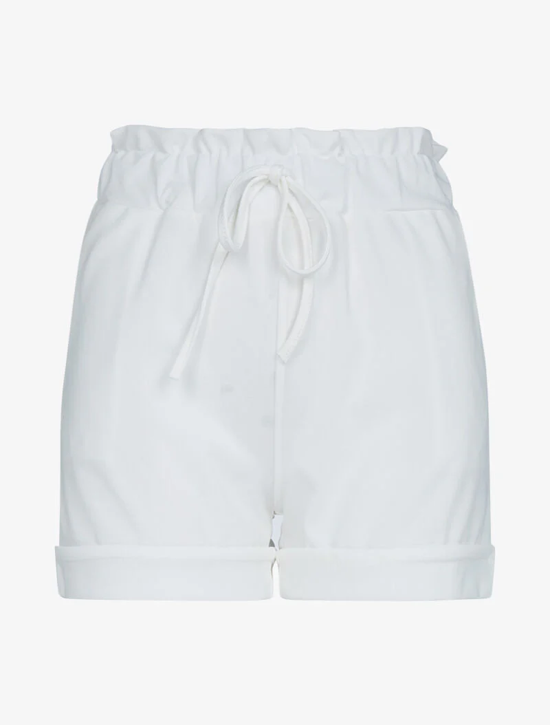 Korte broek met omgeslagen randen - ecru