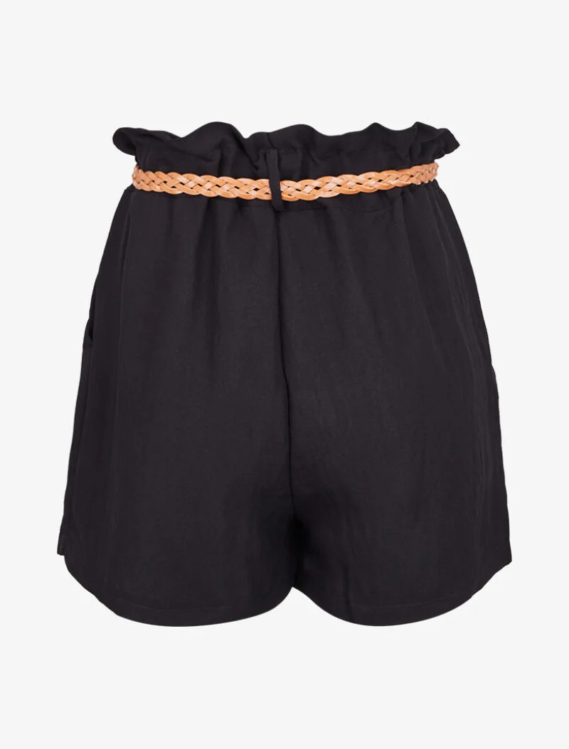 Korte broek met rotan riem effect - zwart - Image 2