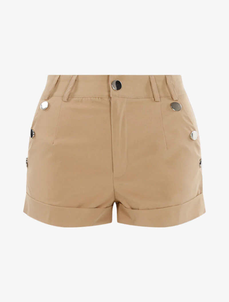 Short met decoratieve knopen - beige