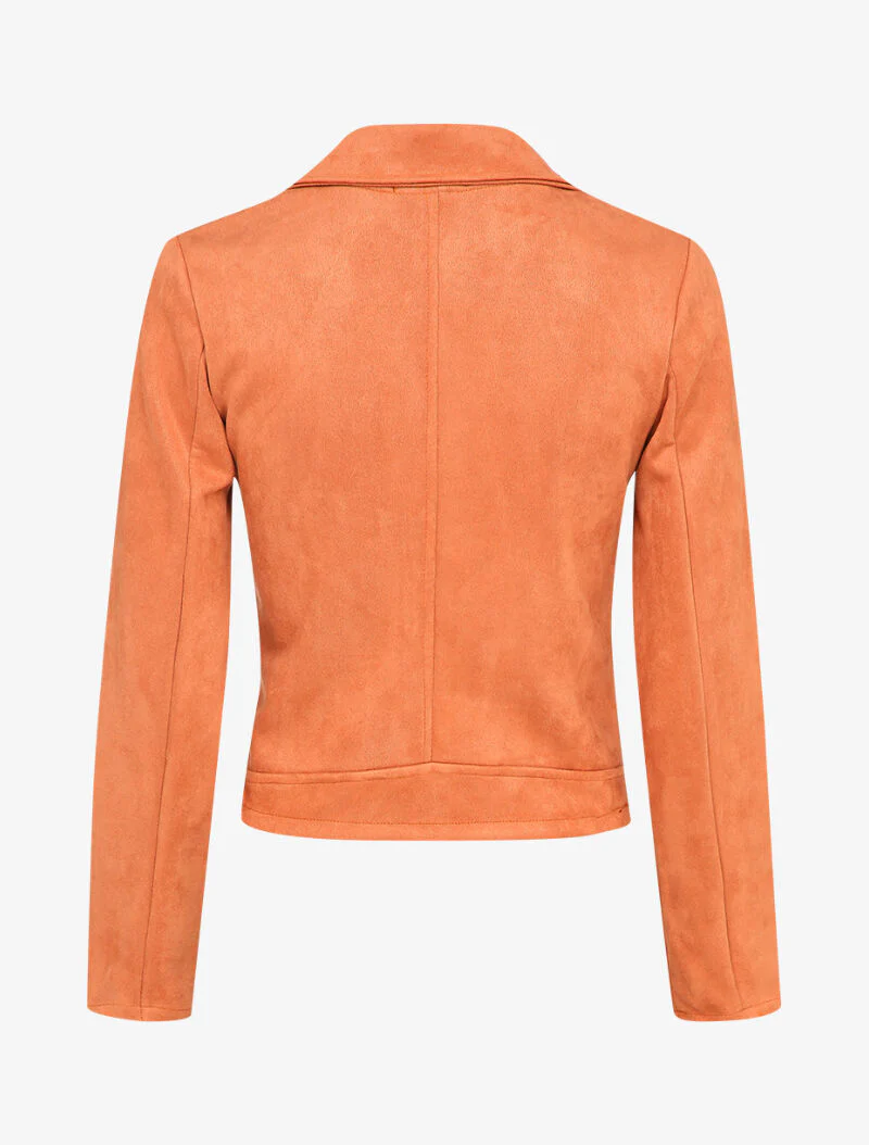 Effen korte suèdine jas - Oranje - Image 2