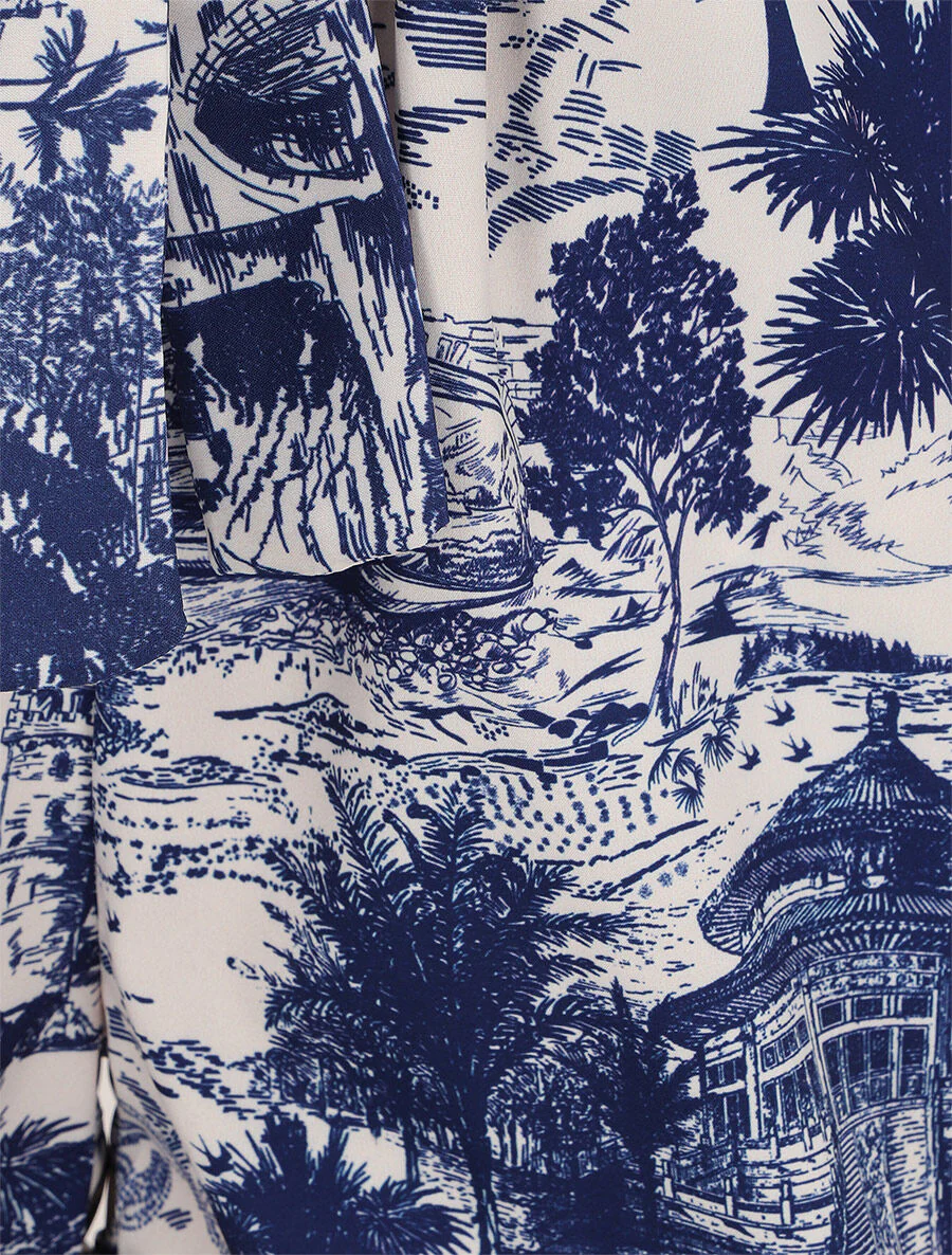 Korte geprinte landschap met omgekeerde zijde - Blauw - Image 3