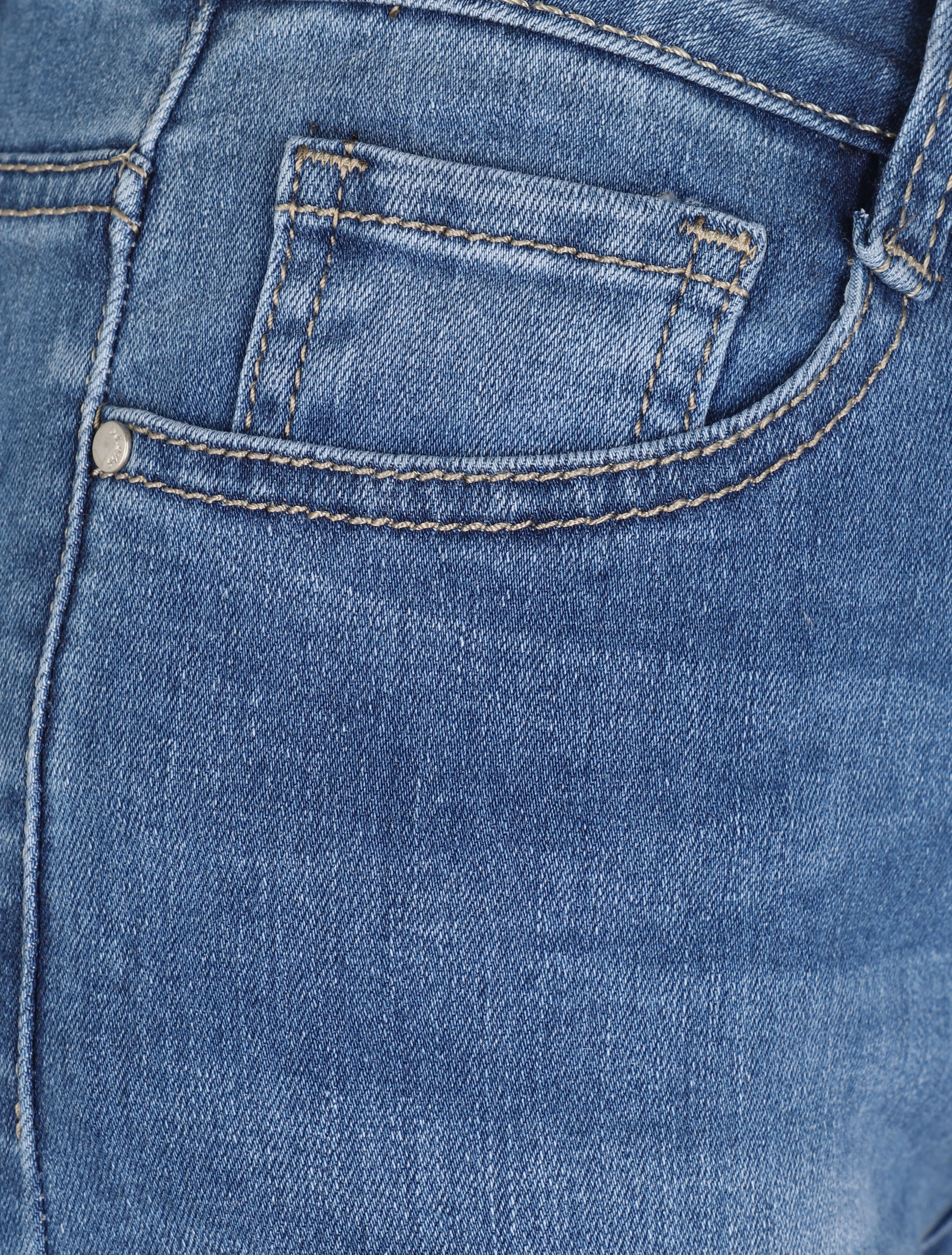 Gescheurde denim short met omgeslagen randen - Blauw - Image 4