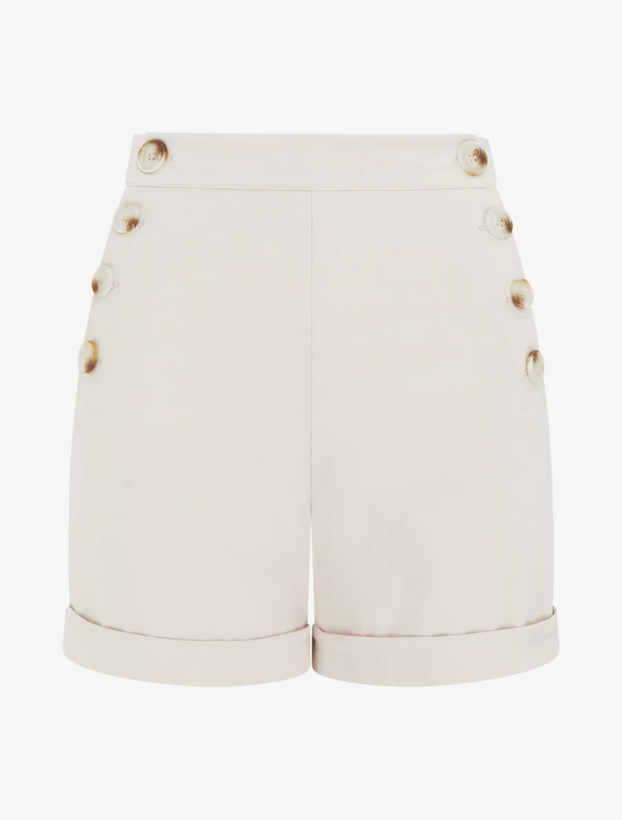 Korte high-waisted uni. - Beige