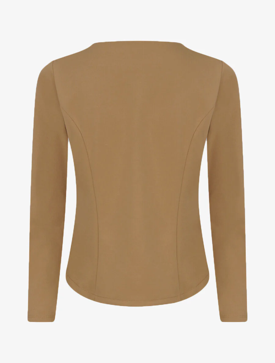 Korte jas met afgeronde zakken en ritszakken - Beige - Image 2