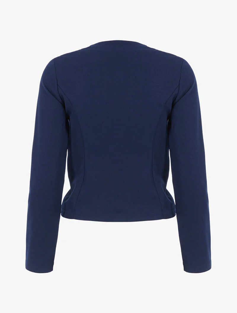 Korte jas met inkeping kraag - marineblauw - Image 2
