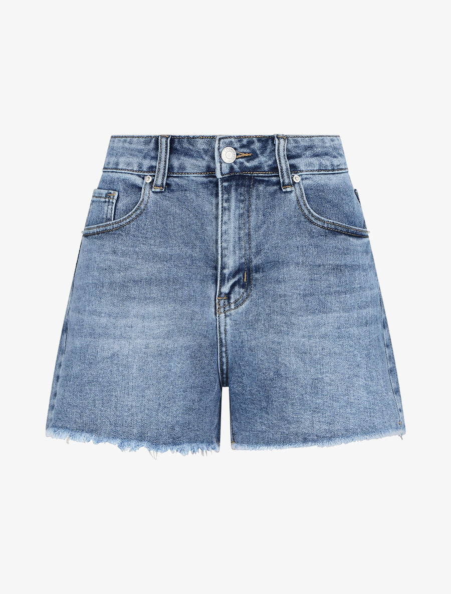 Korte jeans met scherpe zoom - Blauw