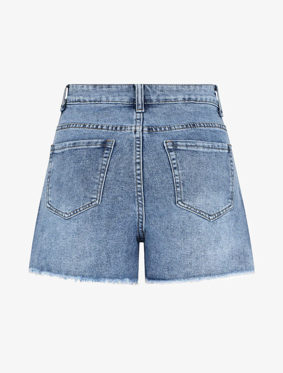 Korte jeans met scherpe zoom - Blauw - Image 2