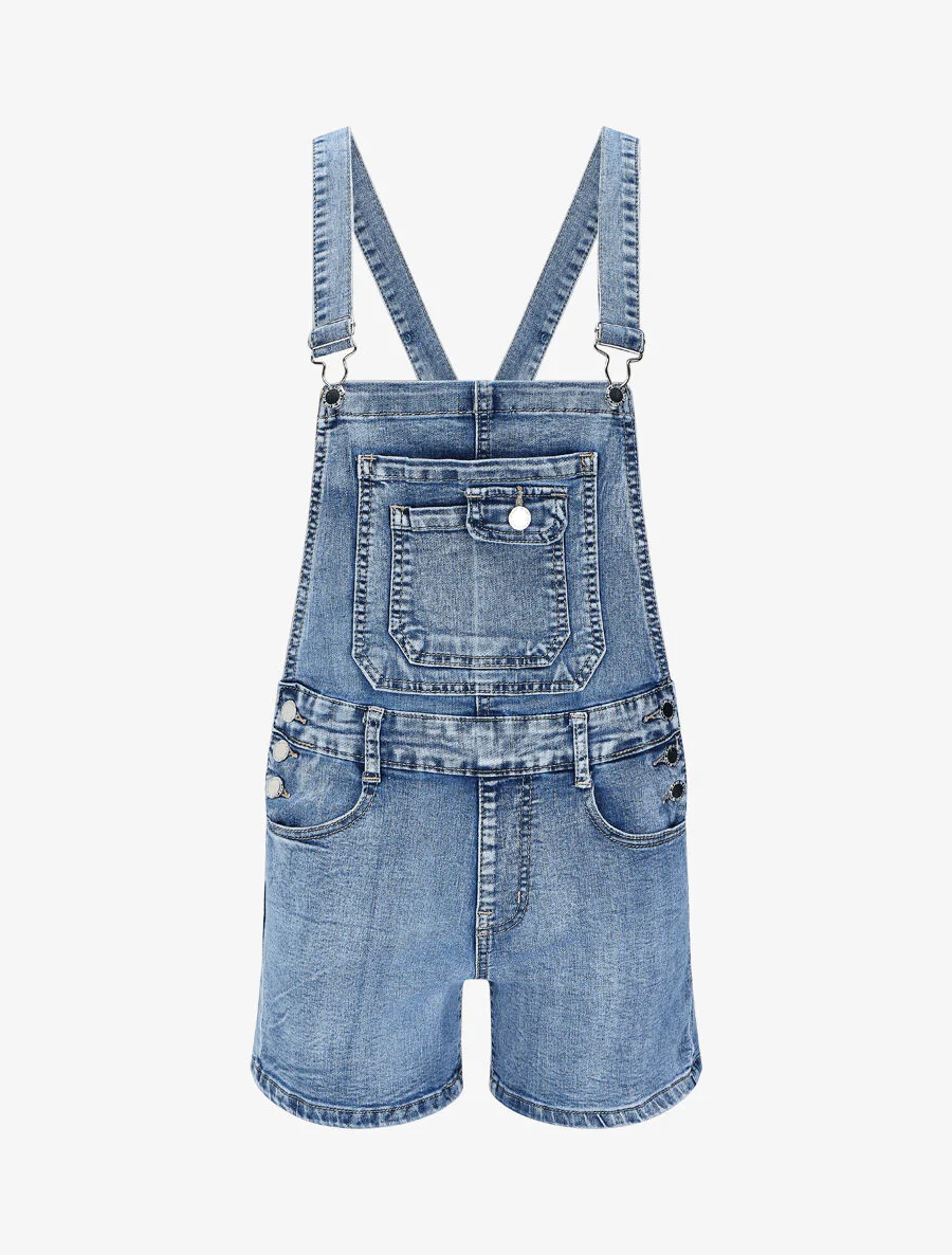 Korte jeans overall - Blauw