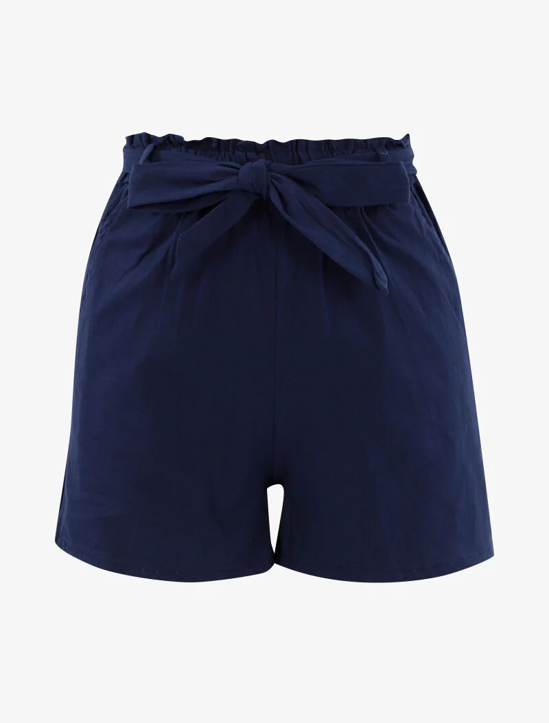 Korte uni canvas effect - indigo blauw