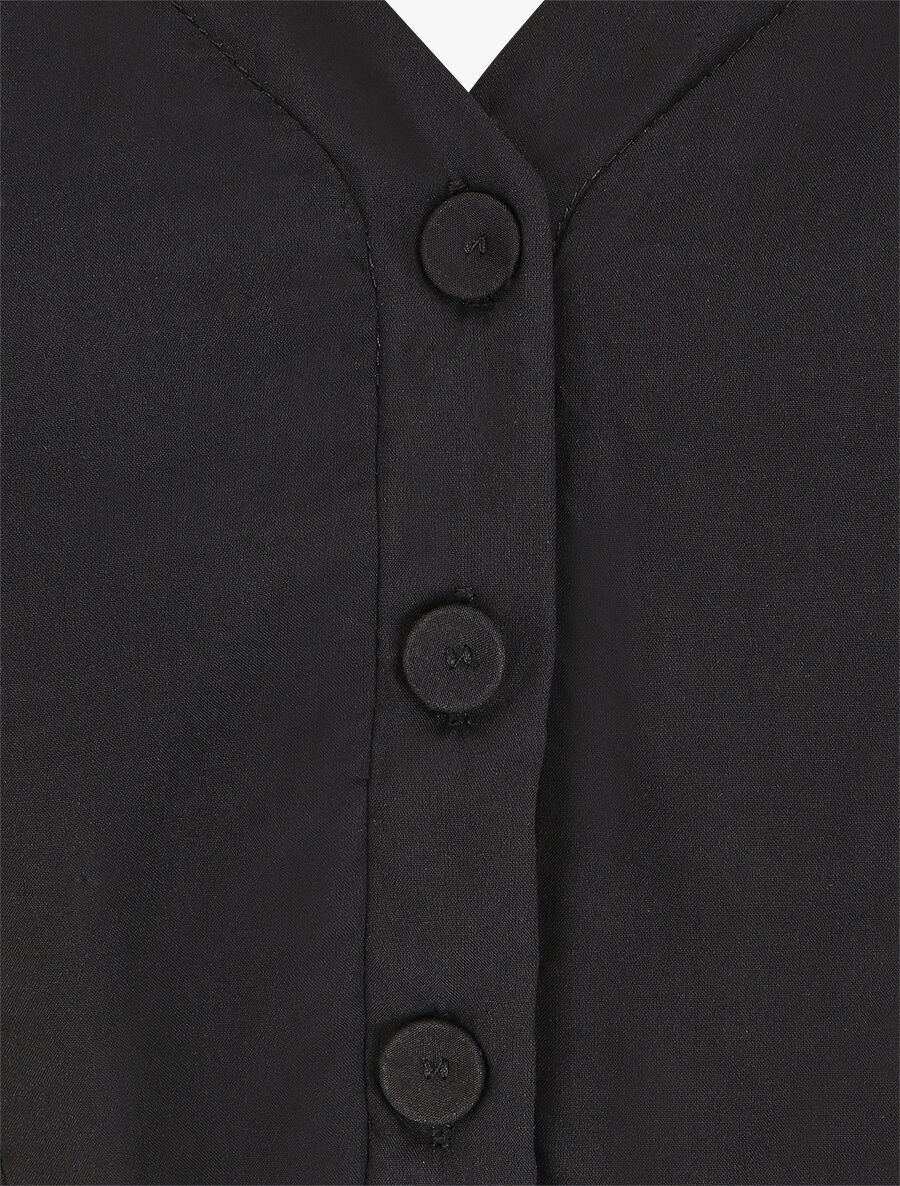 Korte jumpsuit met korte mouwen en kant - zwart - Image 3