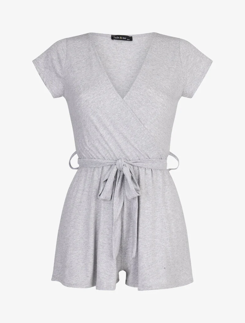 Korte overslag jumpsuit - lichtgrijs