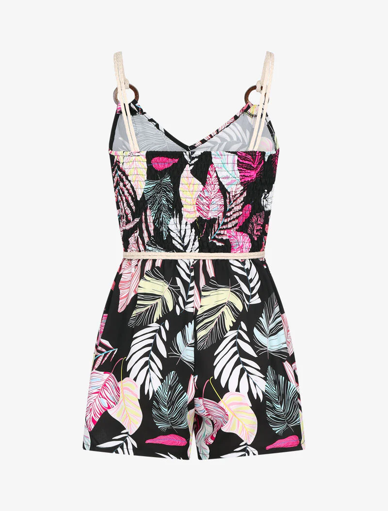 Korte jumpsuit met prints en koorddetails - zwart - Image 3